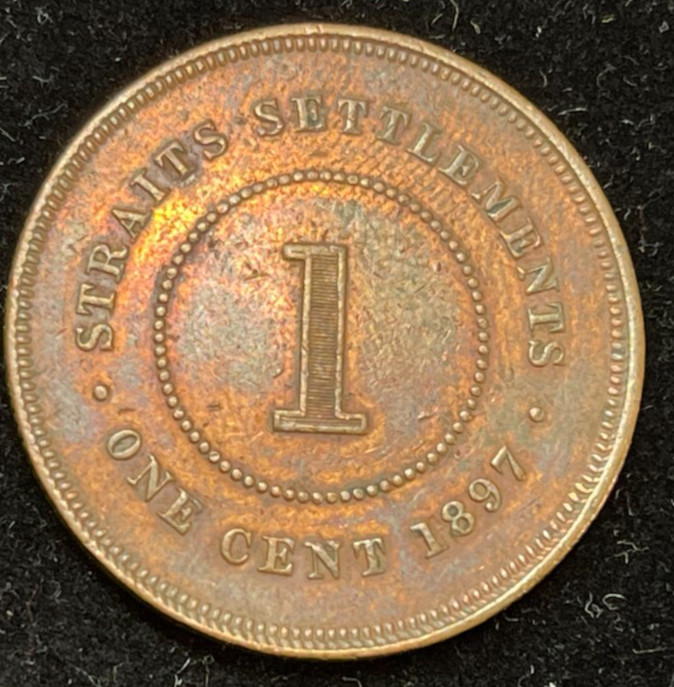 1897 Strait Settlement One Cent Coin Better Grade