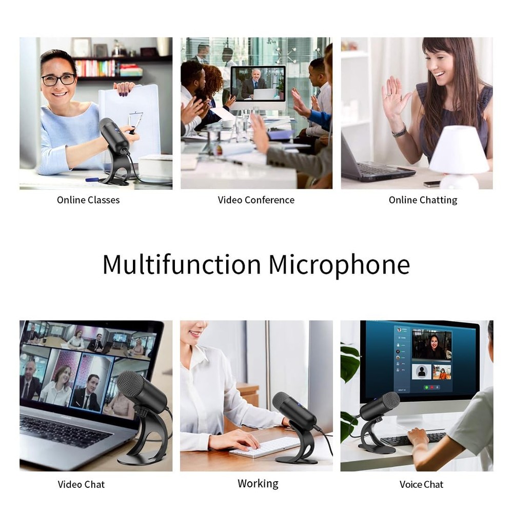 USB Computer Microphone, Podcast Mic Desktop with Mute Button for Recording S...