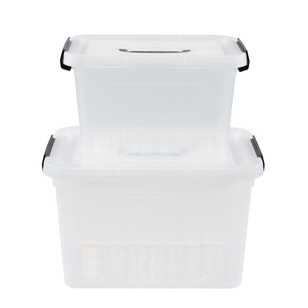 12 Quart & 6 Quart Plastic Latching Storage Container Box with Handle, 2 Pack...