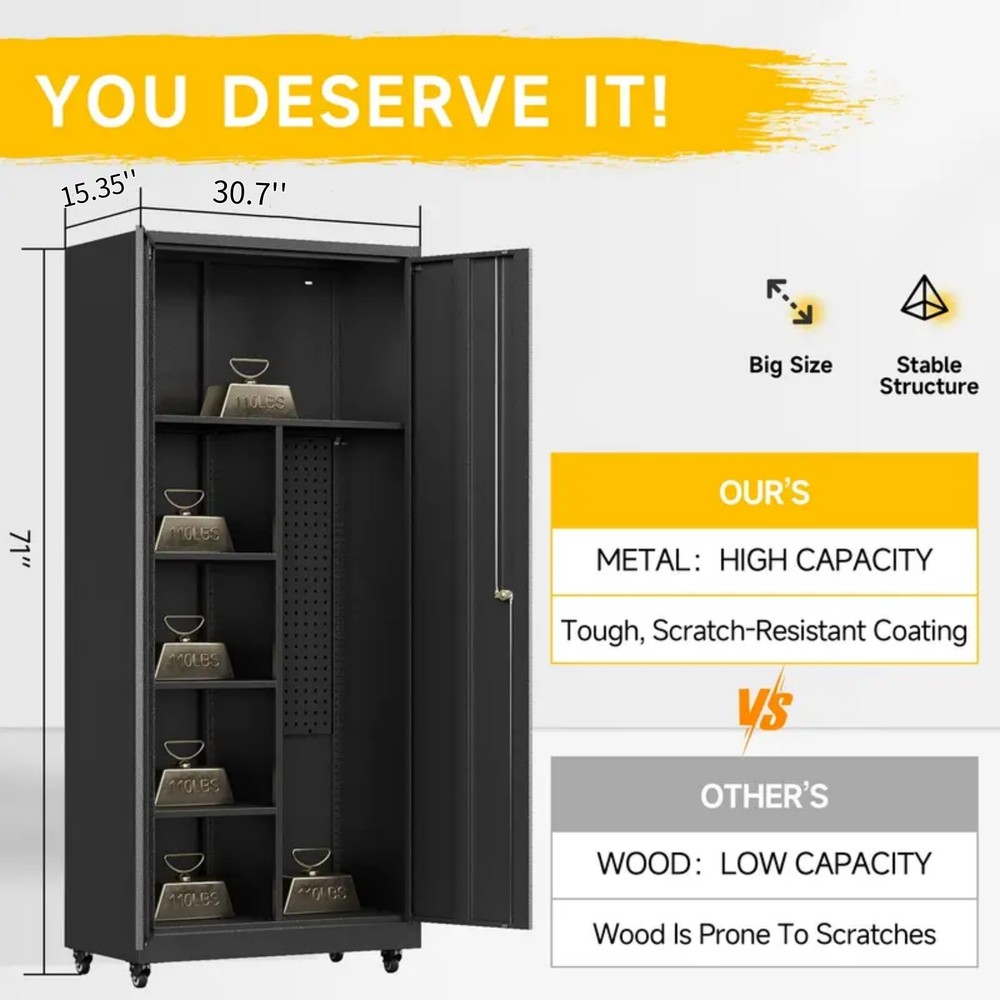 8 Pcs Garage Workshop Set Garage Storage Cabinet System Rolling Cabinet Shelving