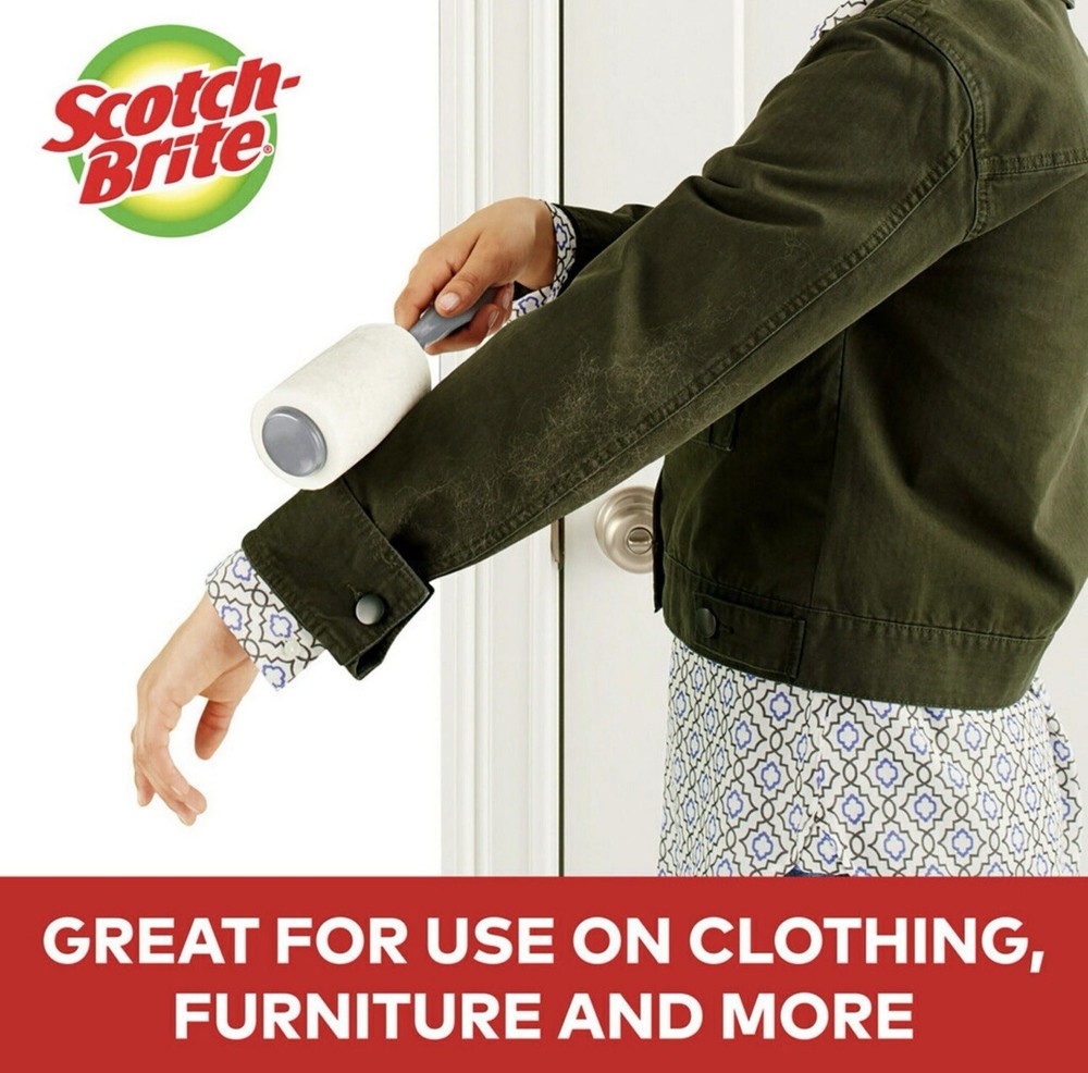 Scotch-Brite Lint Roller Club Pack, 4 Rollers/Pack, 105 Sheets/Roller FREE SHIP