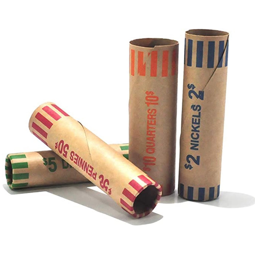256 Coin Wrapper Rolls - Quarters, Pennies, Nickels, Dimes Assorted