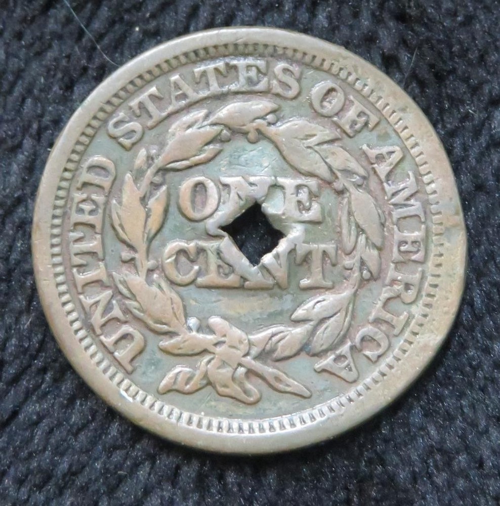 1848 Large Cent * Holed * Damaged * 5925
