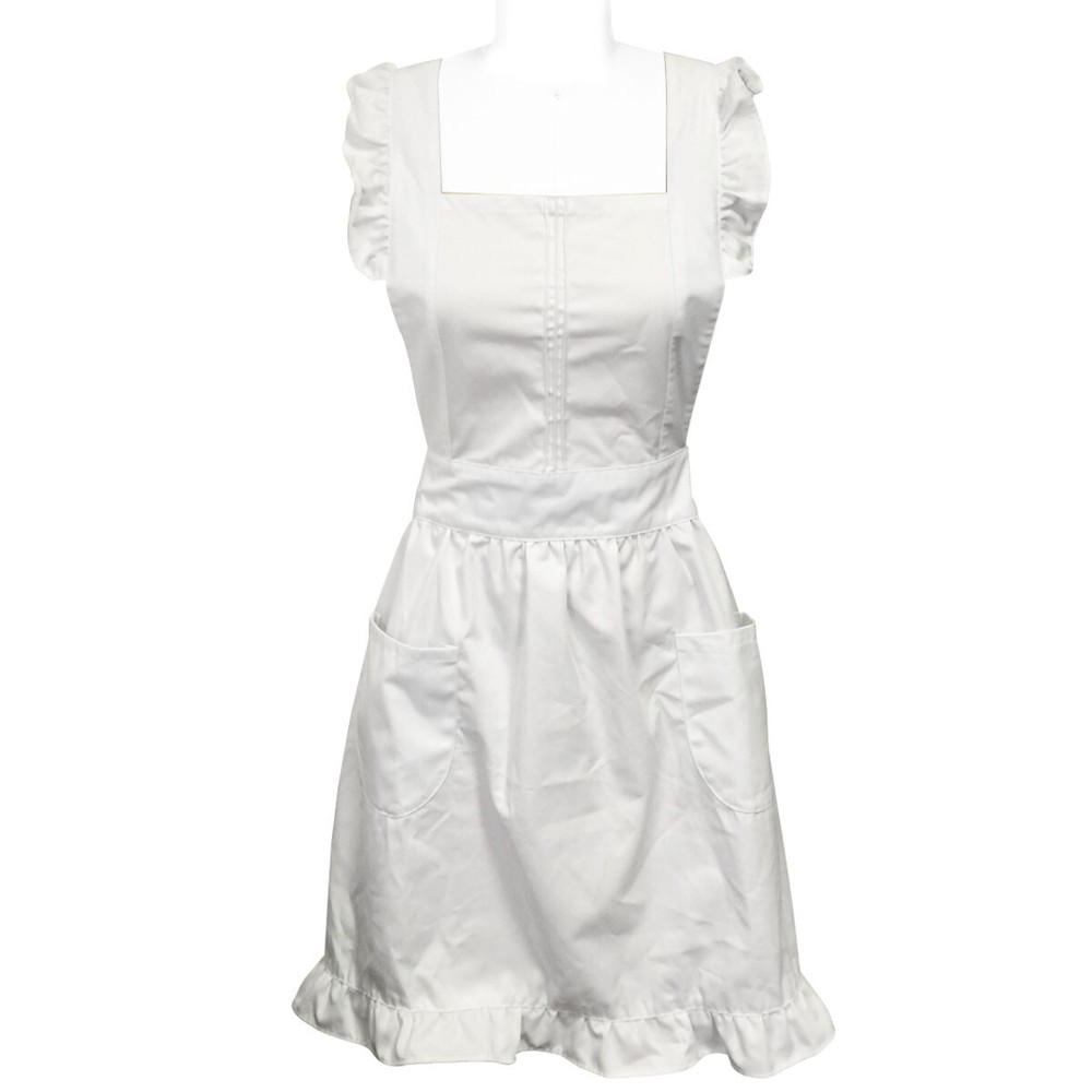 Wrapables Retro Apron with Pockets for Cooking or Cosplay, White