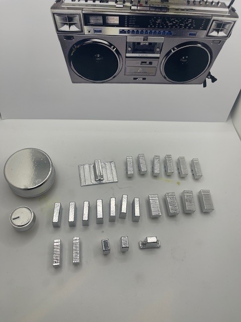 Ghetto blaster/JVC M70/ Replica Knobs sliders & levers/Update True Chrome