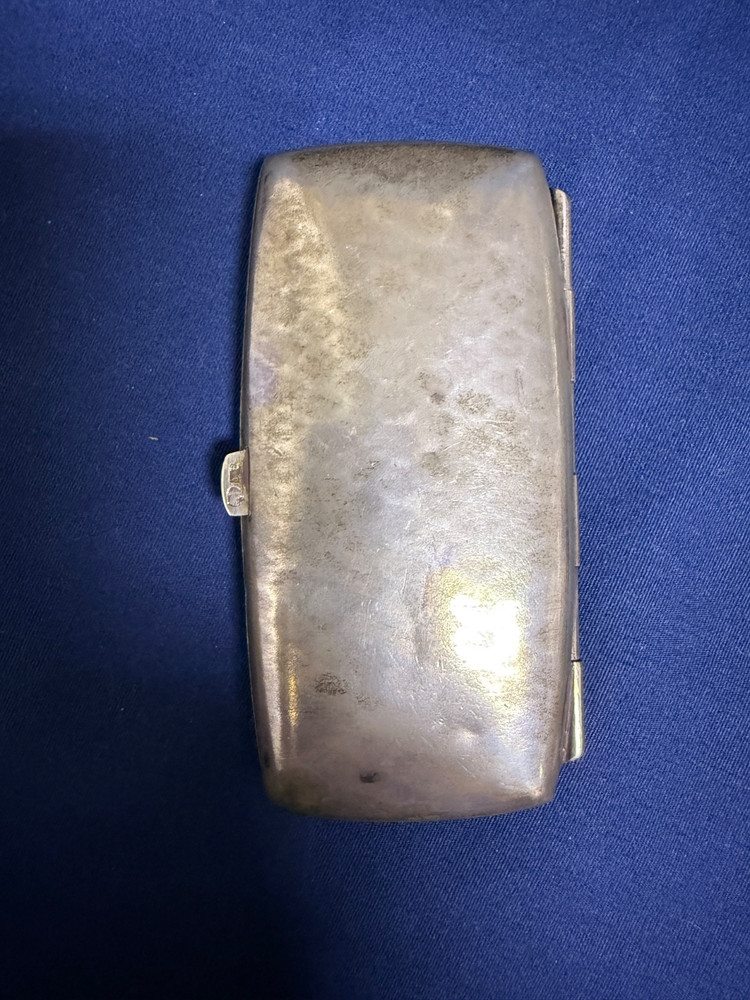 1930 Engraved Silver Cigarette Case 1.8 Troy Oz Art Deco Engine Turned Monogram