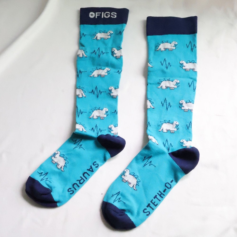 Figs Compression Socks Size L Dinosaur Pattern Comfortable Fit
