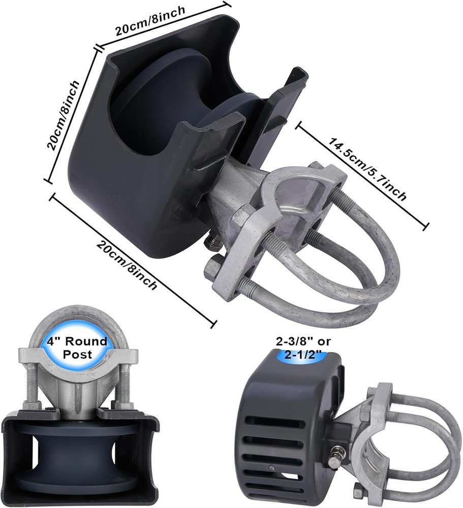 Durable Nylon Sliding Gate Rollers 4" Post 2-3/8" 2-1/2" Frame, 4 Pack