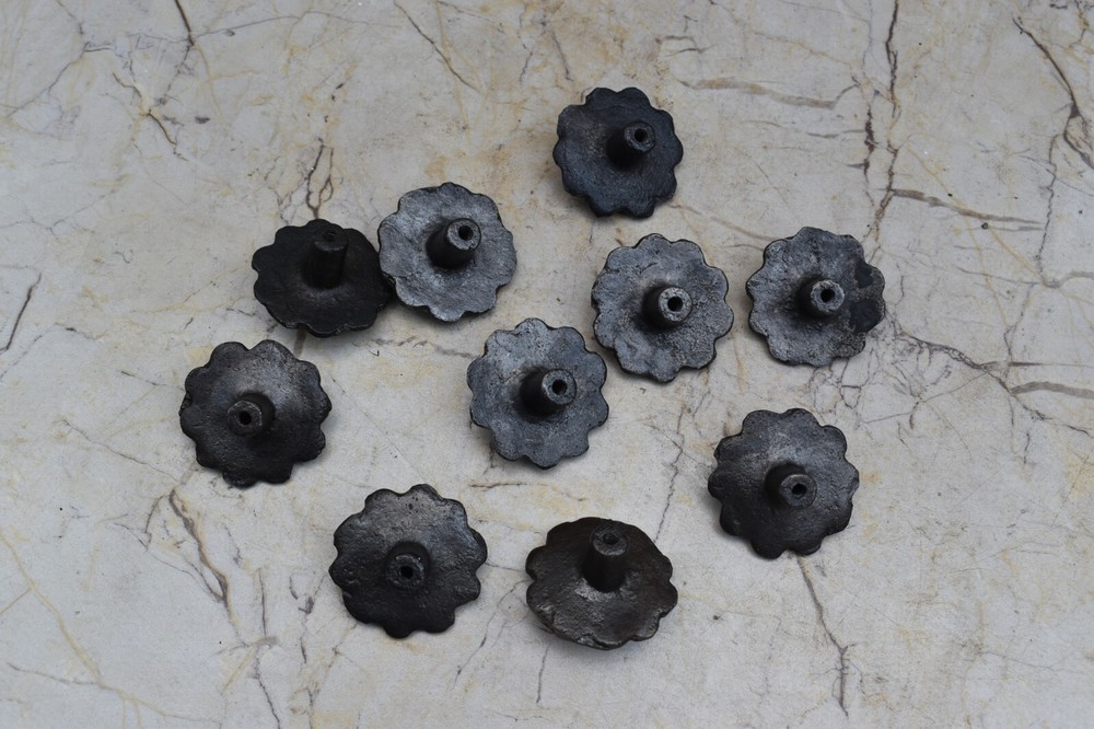 Vintage Cast Iron Flower Shape Pulls Drawer Cabinet Door Handle Knobs 10 pcs