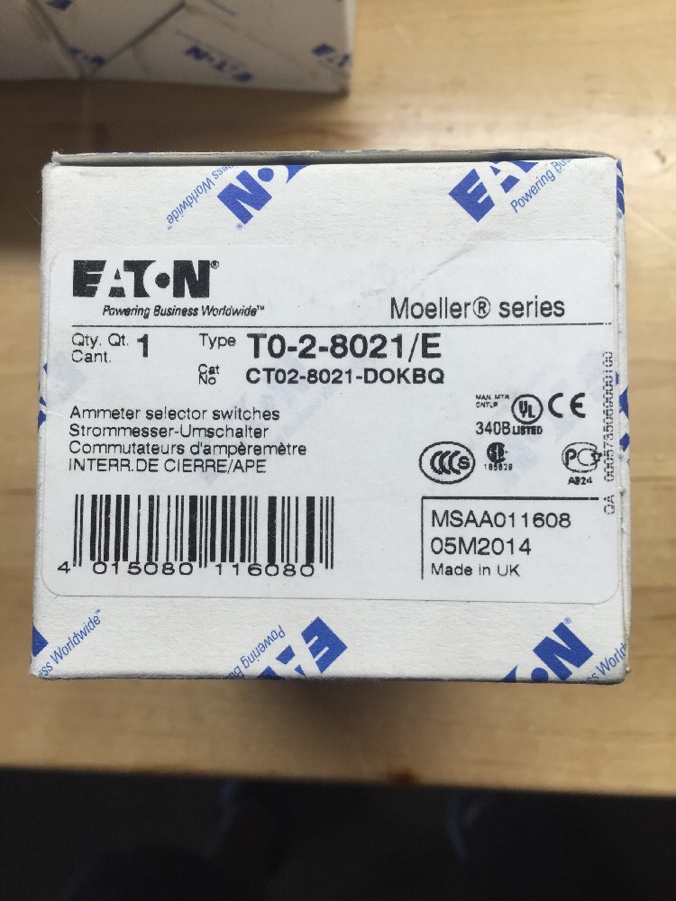 Ammeter Selector Switch, T0-2-8021/E Eaton Moeller