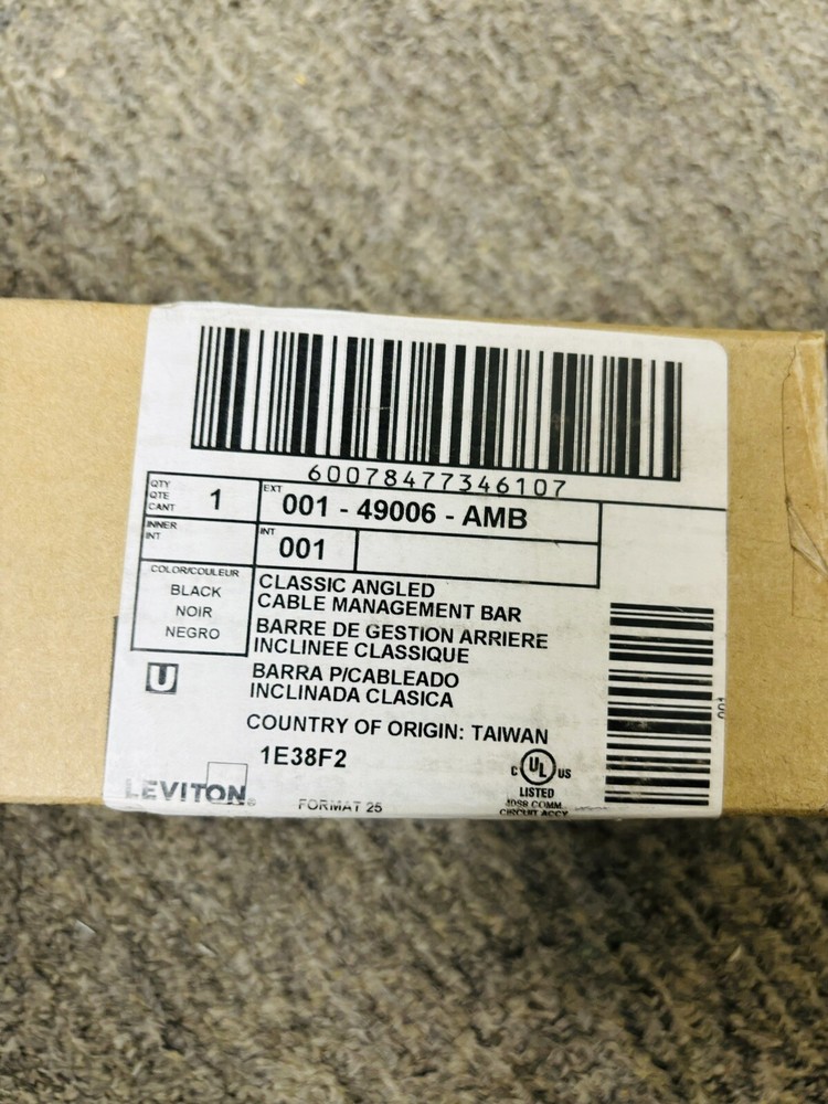 49006-AMB (LEVITON) ANGLED CABLE MGMT BAR BLACK