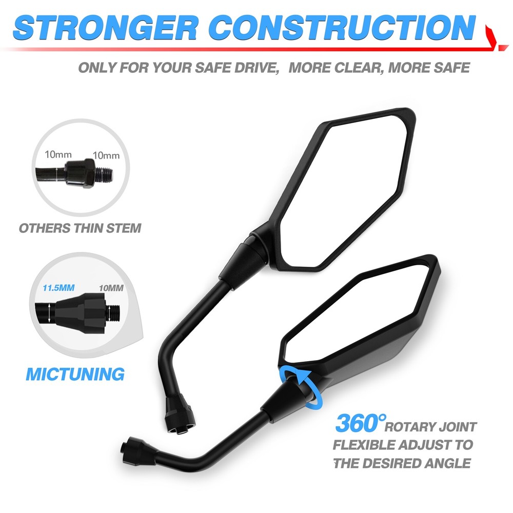 2x 7/8" 22mm Universal Motorcycle Handlebar End Side RearView Mirrors Left Right