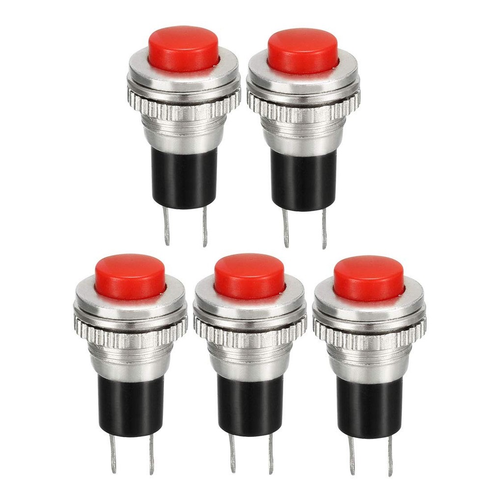 uxcell 10mm Mounting Red Momentary Push Button Switch SPST NO 5pcs-red,