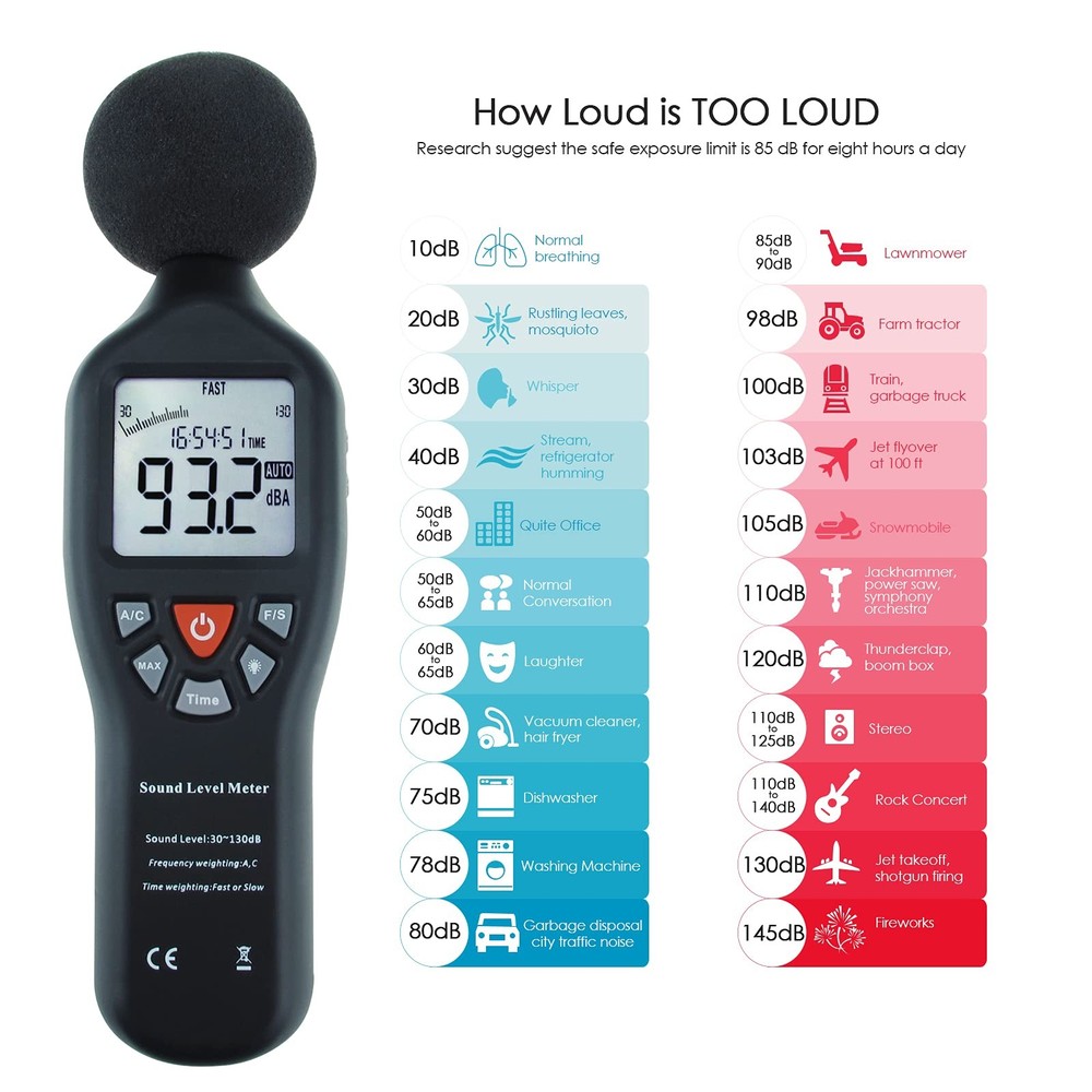 Decibel Meter Sound Level Recorder Digital dB With Data Record Function