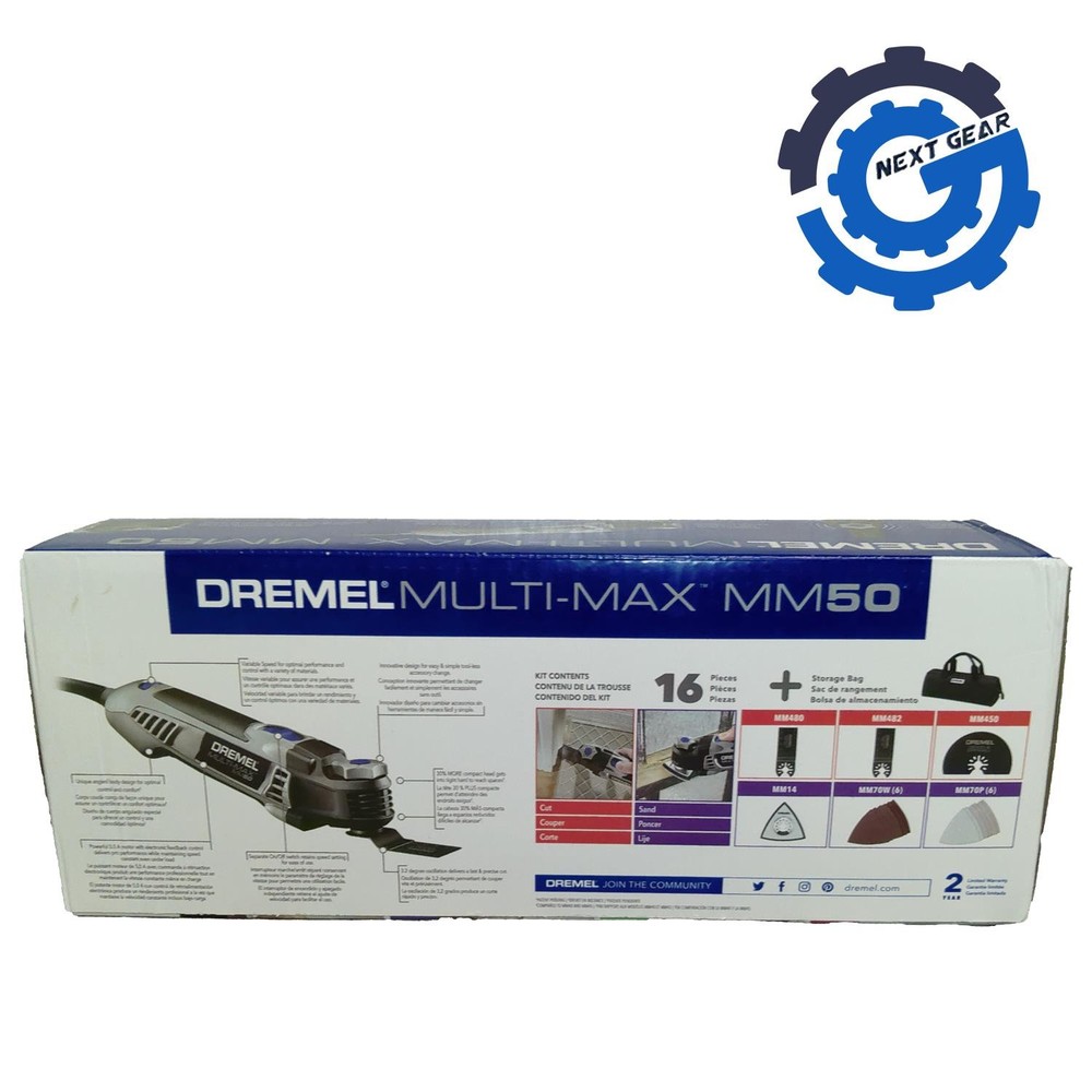 New Dremel Multi-Max 5 -Amp 16 Piece Oscillating Multi-Tool w/ Case MM50-02