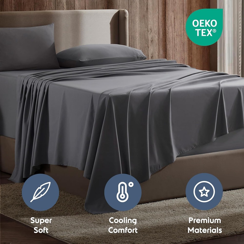 Split King Sheet Set - 1800 Ultra-Soft Microfiber Bed Sheets - Double Brushed
