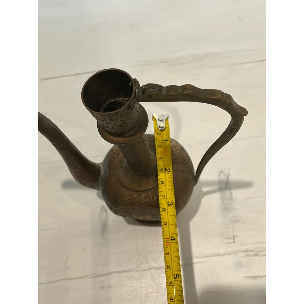 Vintage Etched Brass Pitcher Decorative Art Deco Style