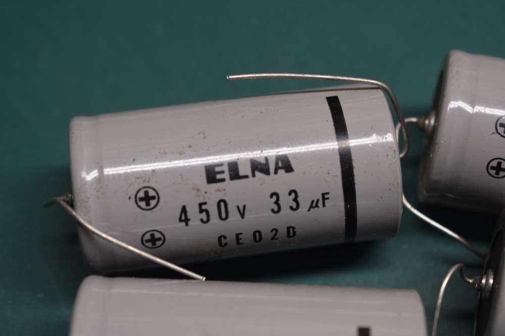 Elna 33 uF 450 Vdc Amplifier Electrolytic Filter Capacitor Tested Four