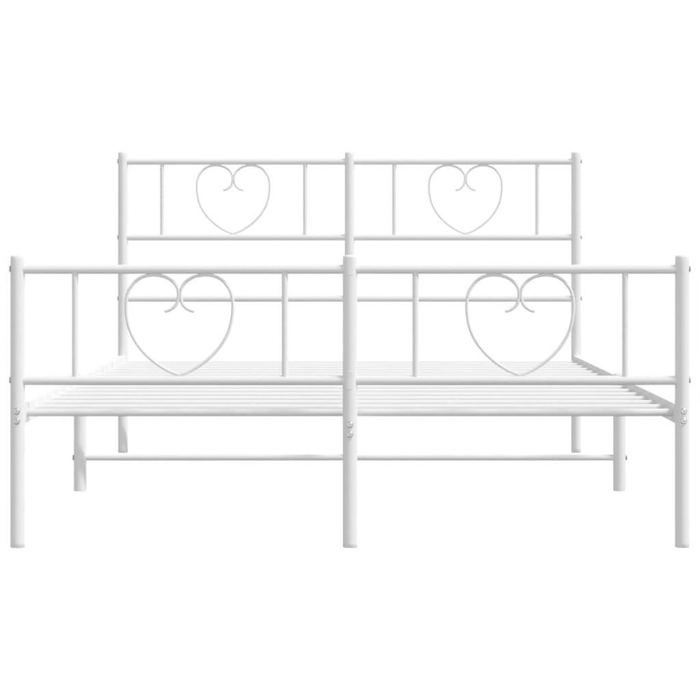 Bed Frame White Powder-coated steel King Bed Frame Rectangular