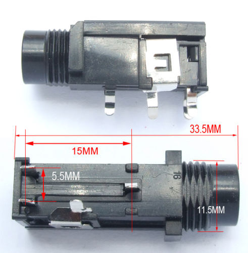 10PCS 6.35mm Female Socket 1/4" Mono Socket Connector - Audio Panel Mount