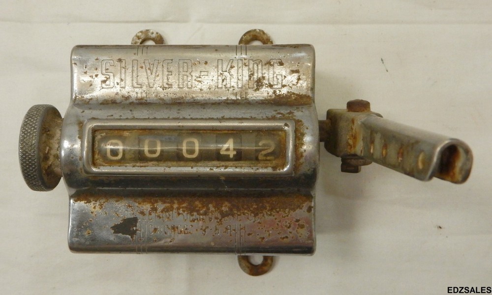 (2) 5 Digit Mechanical Counters - Veeder Root, Silver-King