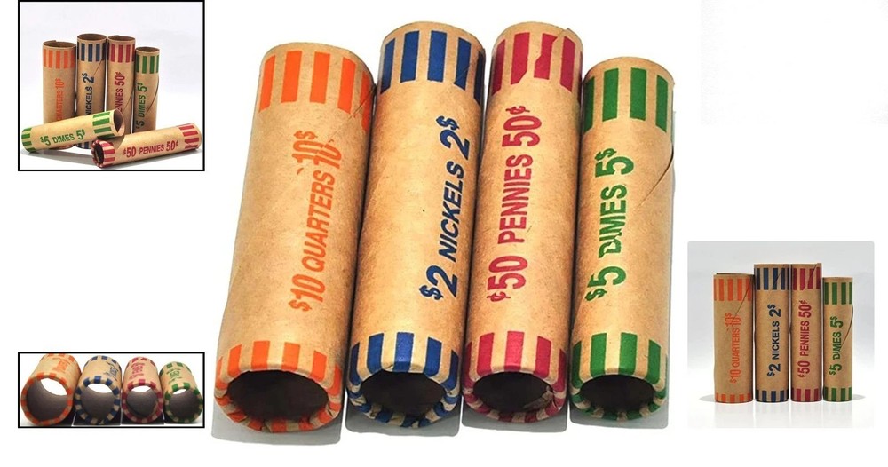 Convenient 128 Assorted Coin Wrapper Rolls - Perfect for Automatic Coin Counters
