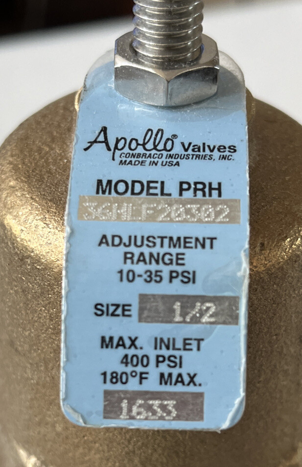 APOLLO Valves #36HLF-203-02 1/2”Water Pressure Reducing Valve F NPT X F NPT