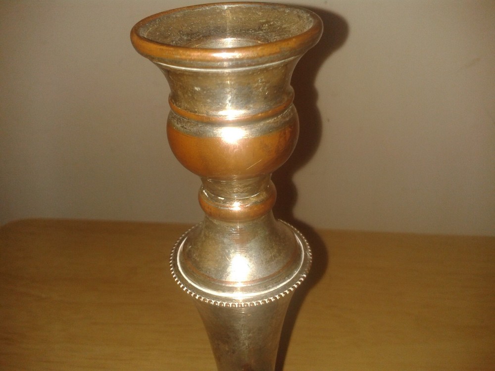 Vintage silver on copper candlestick. 20cm's. (C8)