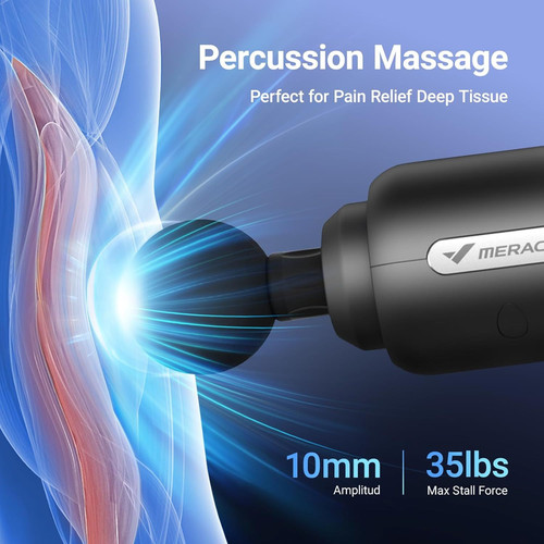 MERACH Massage Gun Deep Tissues, Percussion Massager Tools with 6 Black