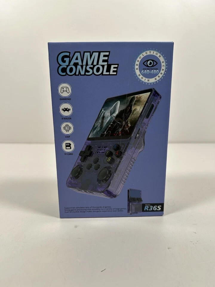 Handheld Game Console, Portable Gaming System, Purple Transparent
