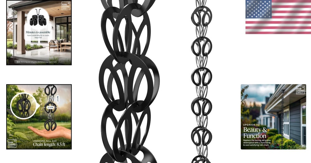 Open-Flow Design Rain Chain - Hassle-Free Water Flow