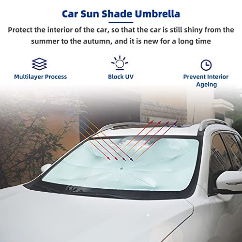 Foldable Car Windshield Umbrellas, Sun Shade Umbrella for Front Windows, Large