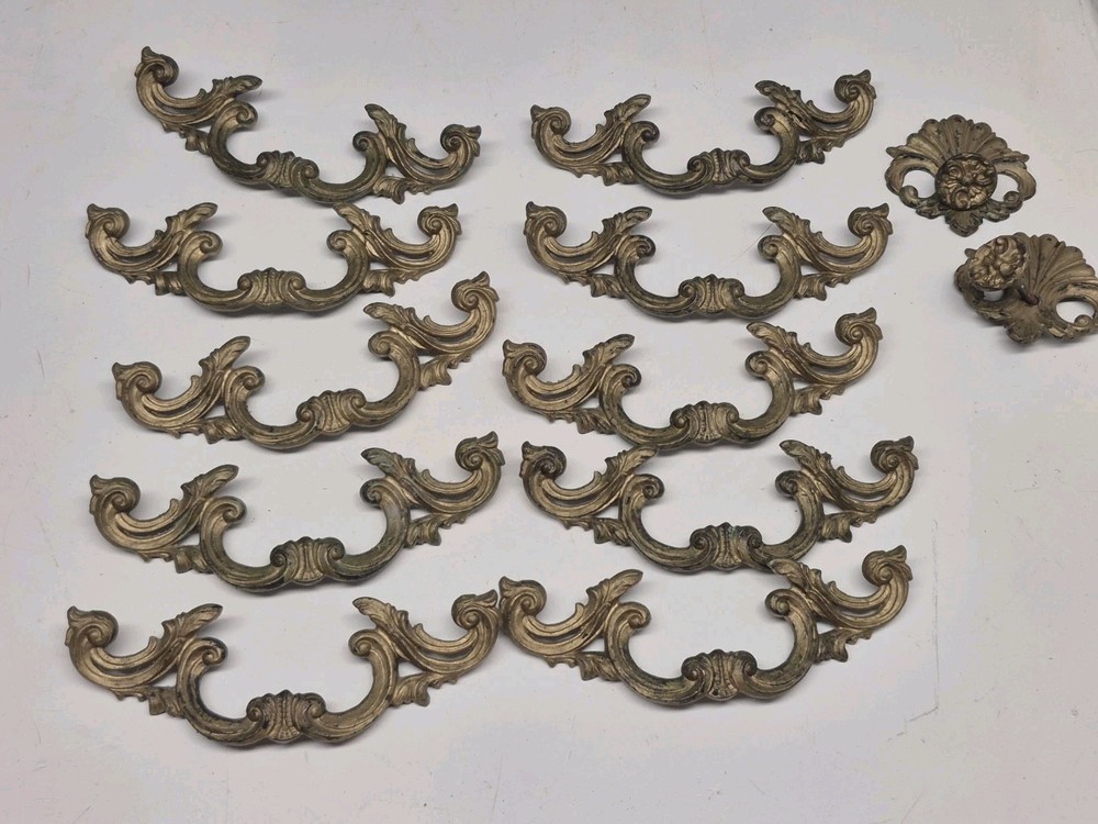 Vintage Brass Art Deco Style Drawer Pulls Handles Lot