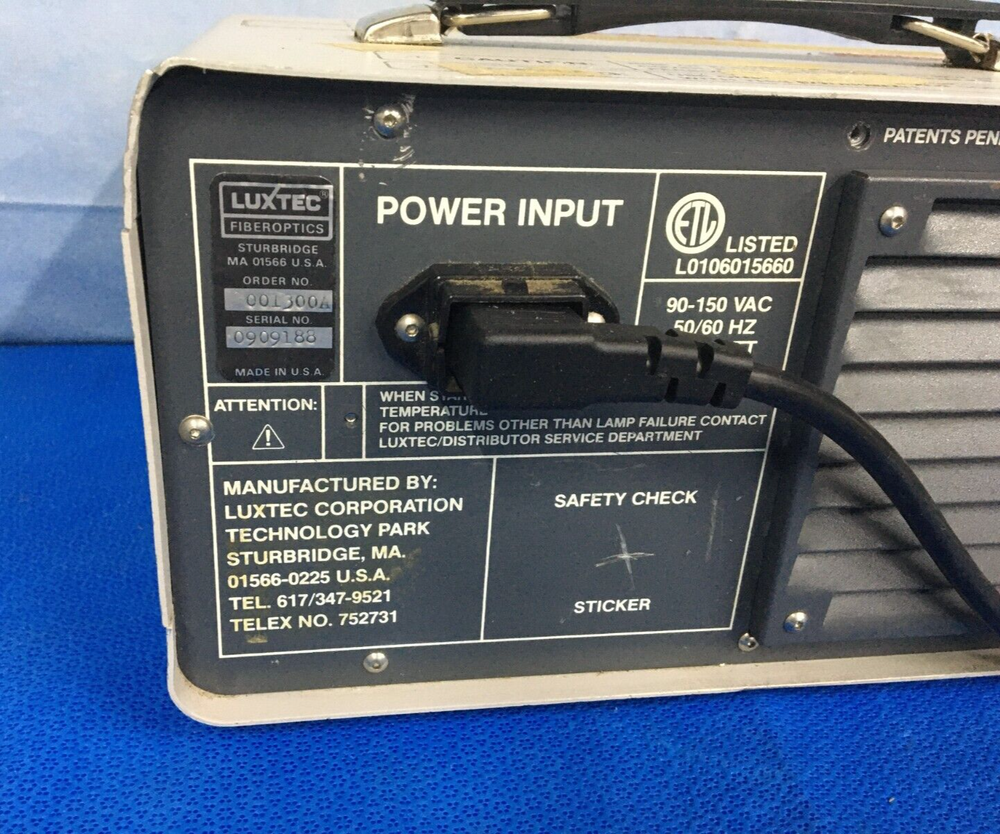 Luxtec Fiber Optics 001300A Light Source Universal Series 1300 with Light Cable