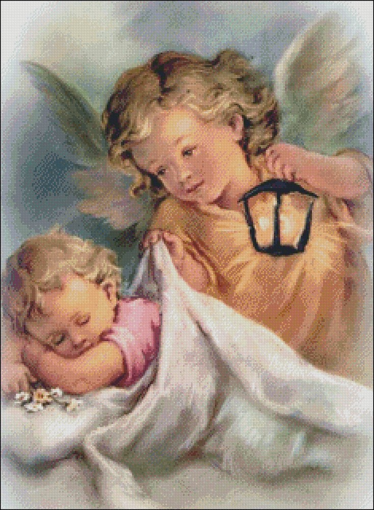 Chart Needlework DIY Counted Cross Stitch Pattern - Little Guardian Angel
