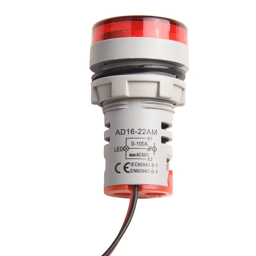 2 Pcs Red LED AC Ammeter Round Display Current Indicator for Power Use
