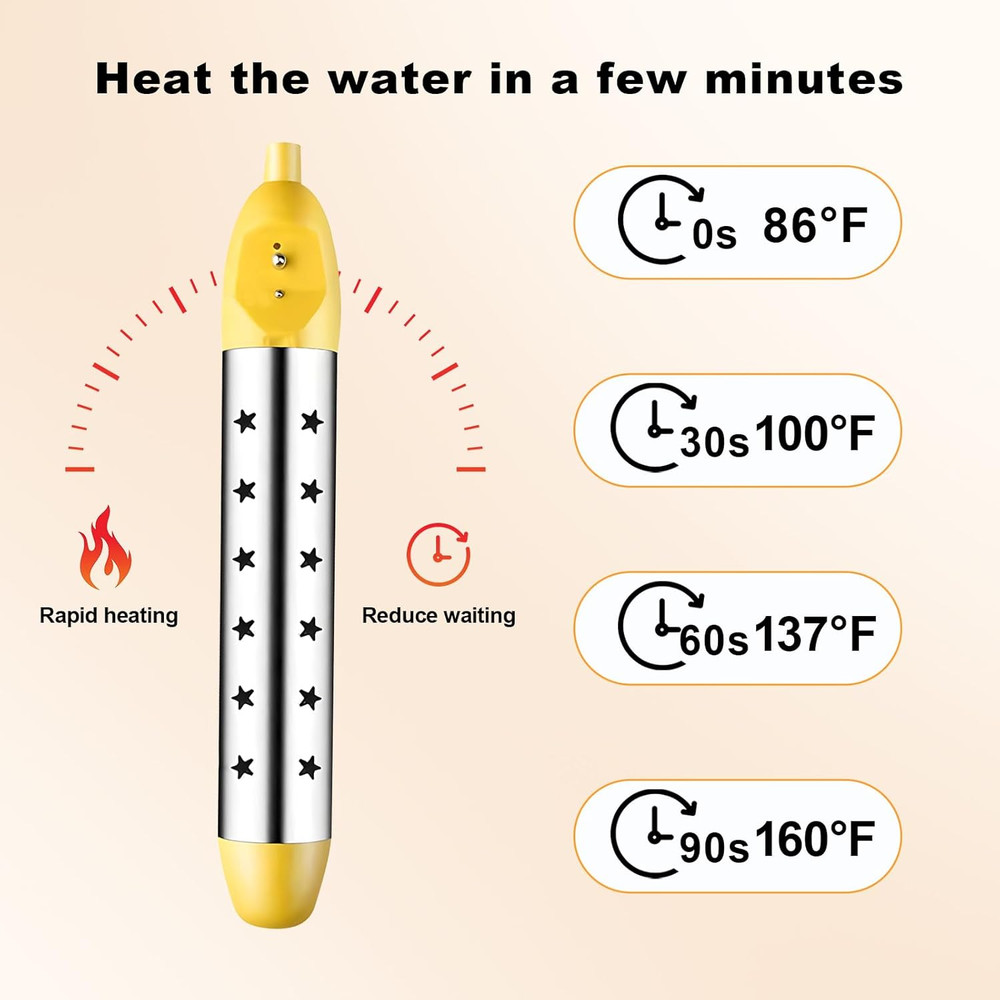Portable Water Heater – 1500W Immersion Heater for Bathtub, Bucket, Hot Tub, and