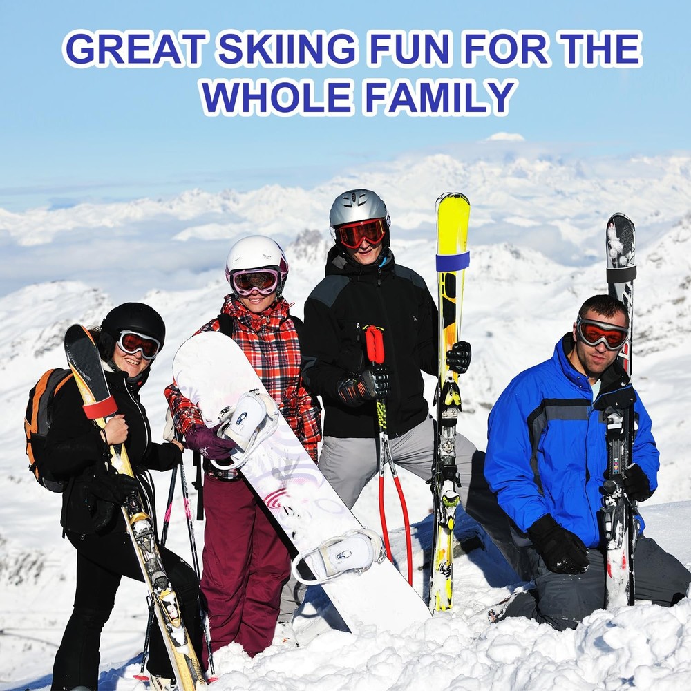 8pcs Ski Fasteners Straps, Adjustable Medium, red, orange, blue, black