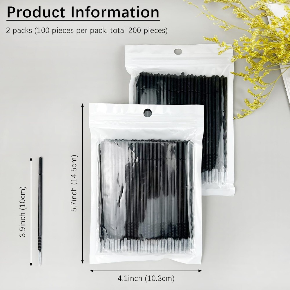 200PCS Disposable Micro Applicator Brushes – Mini Precision Swabs for Black
