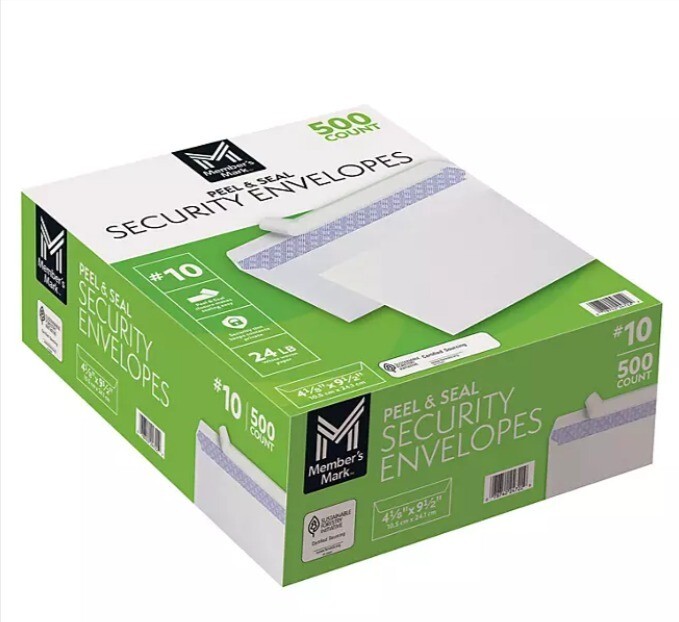 Member's Mark Security Envelope #10, Peel and Seal 500 ct.