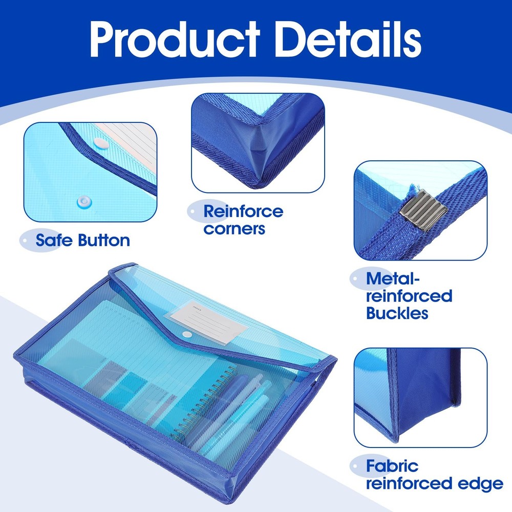 10 Pack Plastic Expanding File Folders, A4 Size Waterproof Documents Organize...