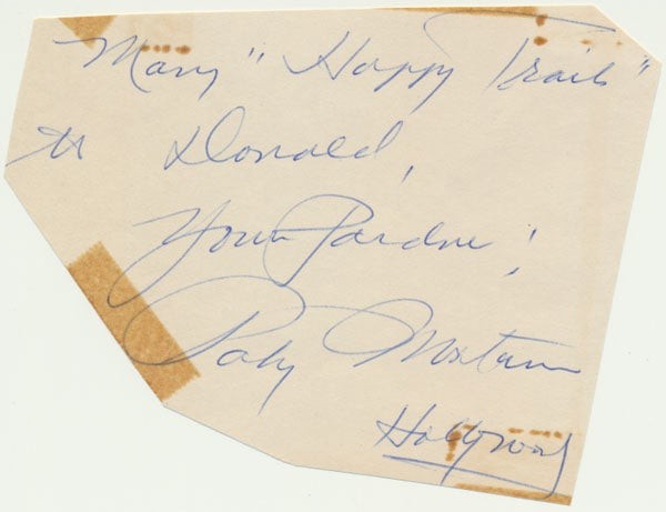 Patsy MONTANA / Inscription and Signature Signed