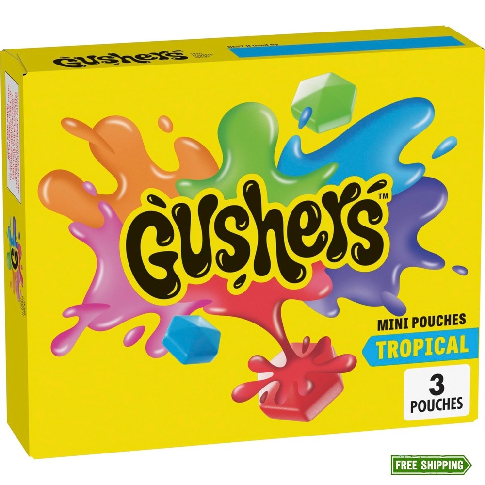 Gushers Tropical Fruit Flavored Snacks, Mini Pouches