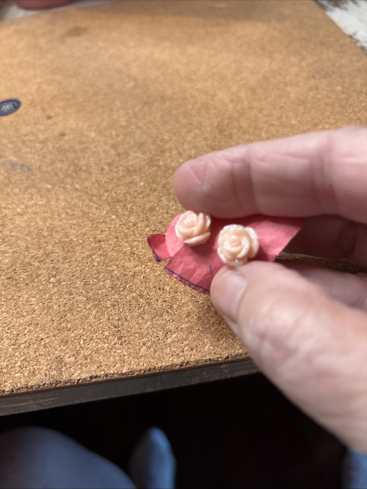 Vintage Pink Stud Earrings With Sparkle