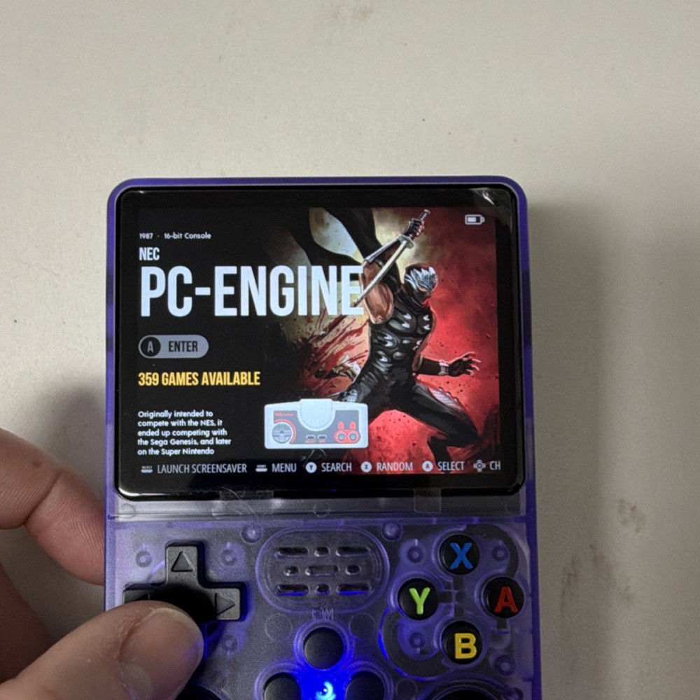 R36S Open Source Handheld Game Console Purple Transparent USB-C