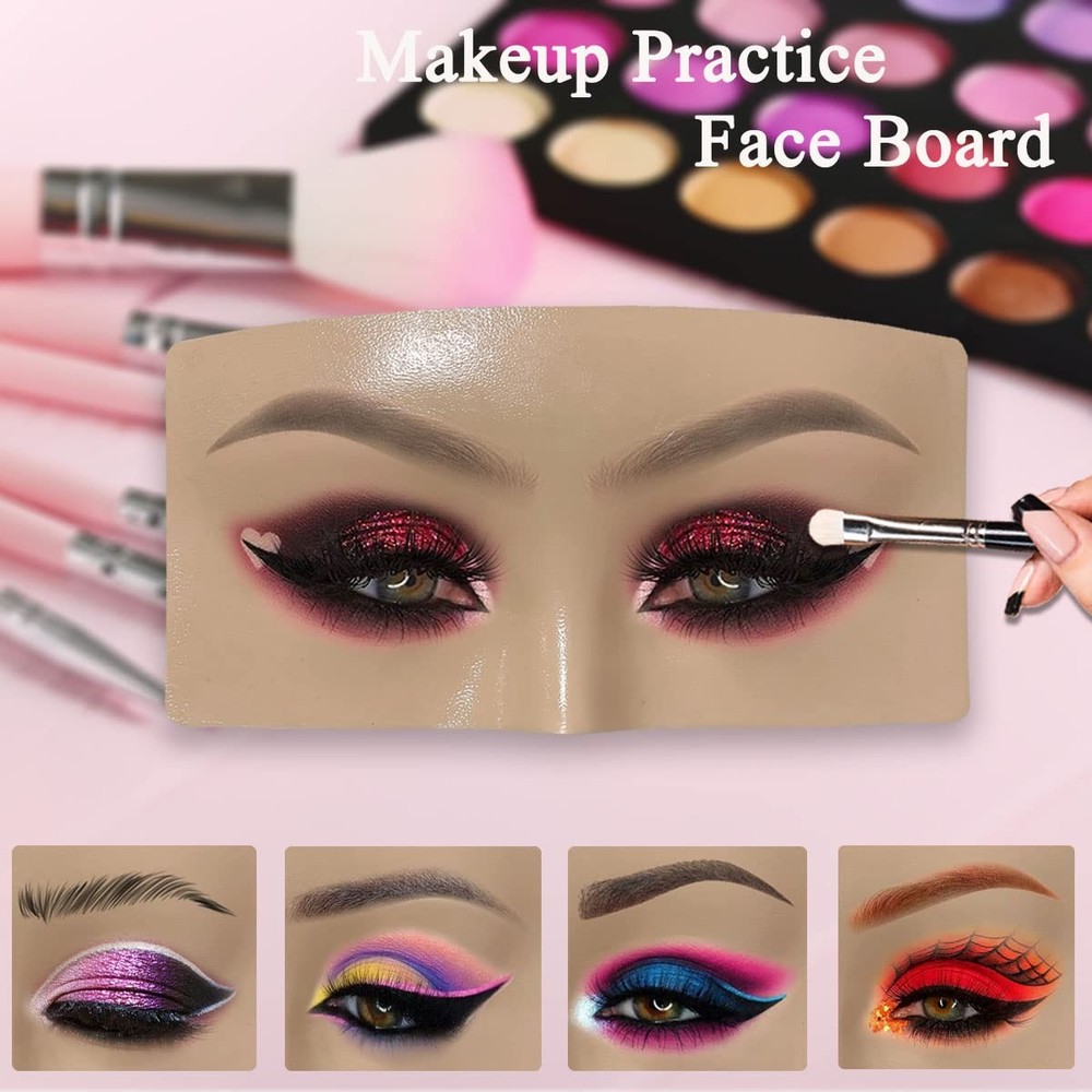Makeup Practice Face Board, Resusable 3D 10 Count (Pack of 1), Multicolor