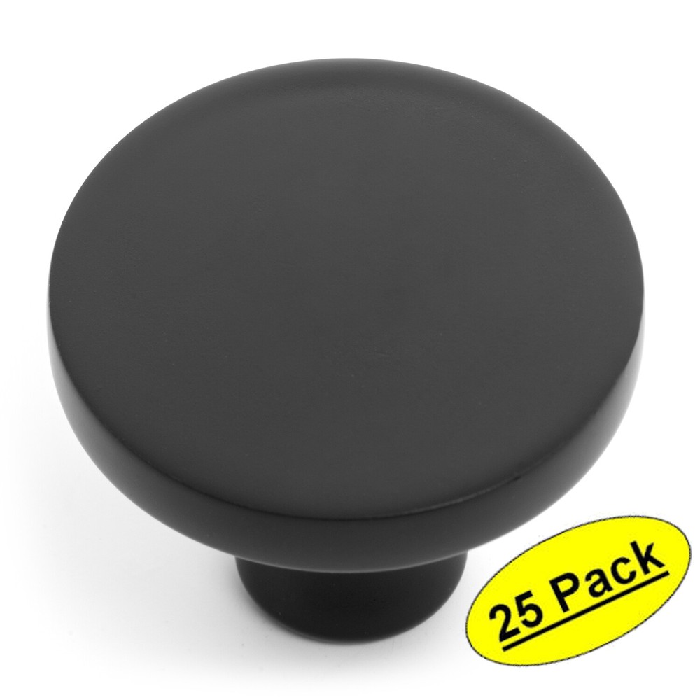 *25 Pack* Cosmas Cabinet Hardware Flat Black Solid Round Knob #8104FB