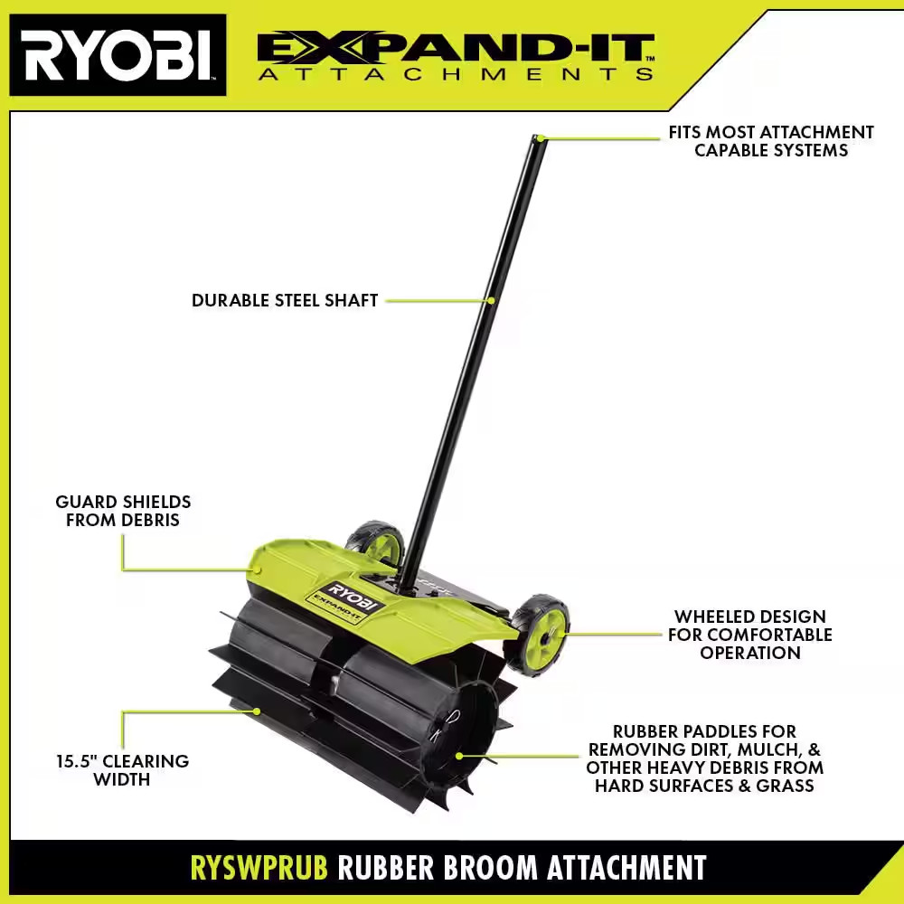 40V Expand-It Cordless Battery Attachment Capable Powerhead Kit with Rubber Swee