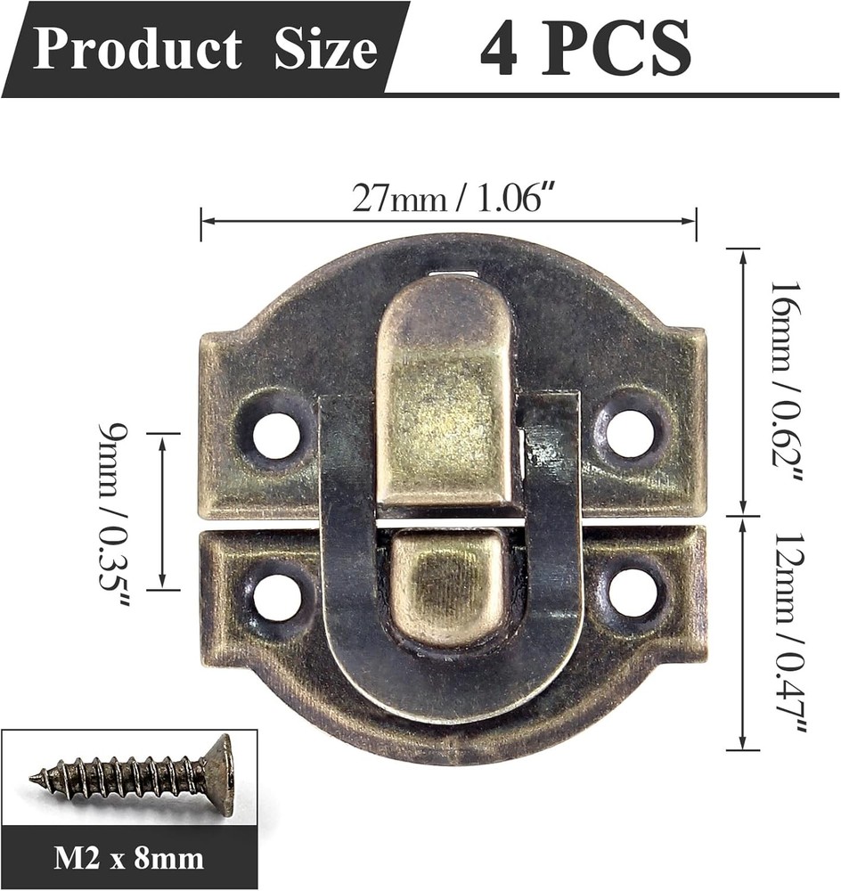 4PCS Antique Toggle Hasp Latch Bronze Duckbilled Latch Hardware