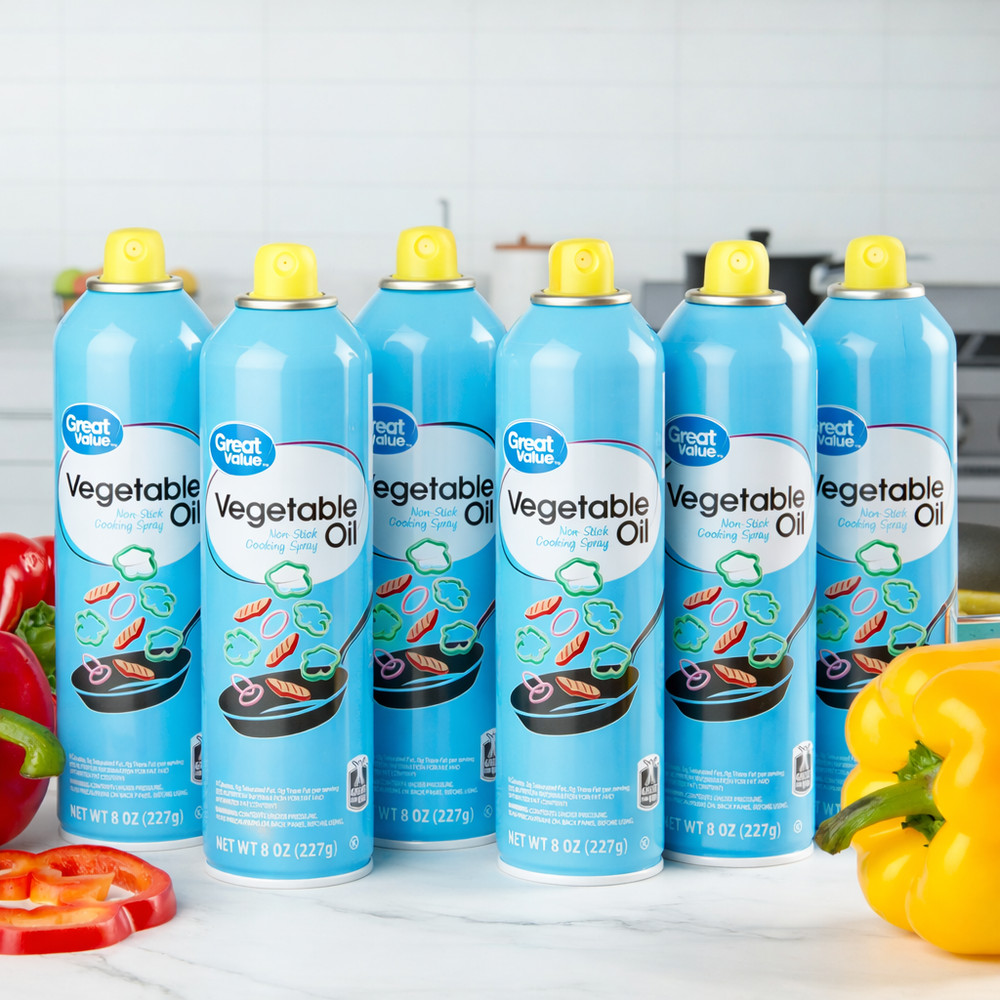 Great Value Vegetable Cooking Spray, 8 oz (Pack 6)